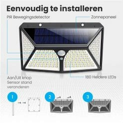 Auronic Lampe D' Extérieur Solar LifeGoods Avec LifeGoods De Mouvement - 180 LED - Lumière Wit - Éclairage Solaire De Jardin - Étanche IP65 - Pour Jardin/ Mur / Allée -Glass Vases Boutique de vente 1200x1200 919