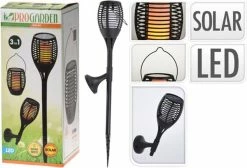 Pro Garden Lampe/torche De Jardin Solar 3 En 1 Avec Effet Flamme Solaire 78 Cm - Torches De Jardin