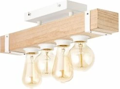 BRILLIANT Lampe Plafonnier En Wood White 4 Lumières Béton / Bois Blanc Clair | 4x A60, E27, 30W, Convient Aux Ampoules Standard (non Incluses) | Échelle De A ++ à E. | Convient Aux Lampes LED -Glass Vases Boutique de vente 1200x892