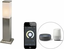 QAZQA Malios - Lampe D'extérieur LED Moderne Et Smart | Lampadaire Pour L'extérieur Avec WiFi - 1 Lumière - H 45 Cm - Acier - Éclairage Extérieur