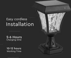 V-tac VT-983 Valencia Solar Piédestal - Énergie Solaire - Lampe LED - 3 Couleurs De Lumière -Glass Vases Boutique de vente 1200x974 1