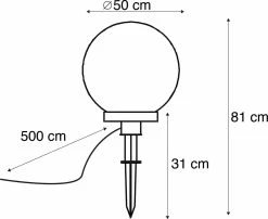 QAZQA Ball 50 Spike - Lampe D'extérieur Spike Spot - 1 Lumière - 500 Mm - Blanc -Glass Vases Boutique de vente 1200x980