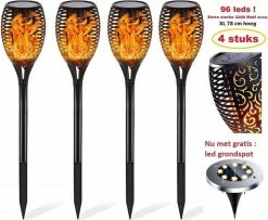 SANS MARQUE RJRQuality Éclairage De Jardin à Flamme De Torche Solaire Sur énergie Solaire Éclairage Extérieur Torches De Jardin Lampe De Jardin Extérieur 96 Led Set 4 Pièces.