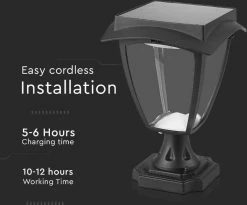 V-tac VT-983 Sevilla Solar Piédestal - Énergie Solaire - Lampe LED - 2 Couleurs De Lumière -Glass Vases Boutique de vente 1200x994