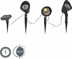 QAZQA Sunshine - Lampe D'extérieur Spike Spot - 3 Lumières - Ø 90 Mm - Zwart -Glass Vases Boutique de vente 1200x998 1