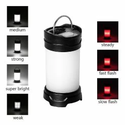 Mickcara Itimo Usb Rechargeable / Batterie Flash Led Lanternes De Tente Blanc / Rouge Lumière Portable Banque D’alimentation Lampe De Camping Extérieur 7 Modes