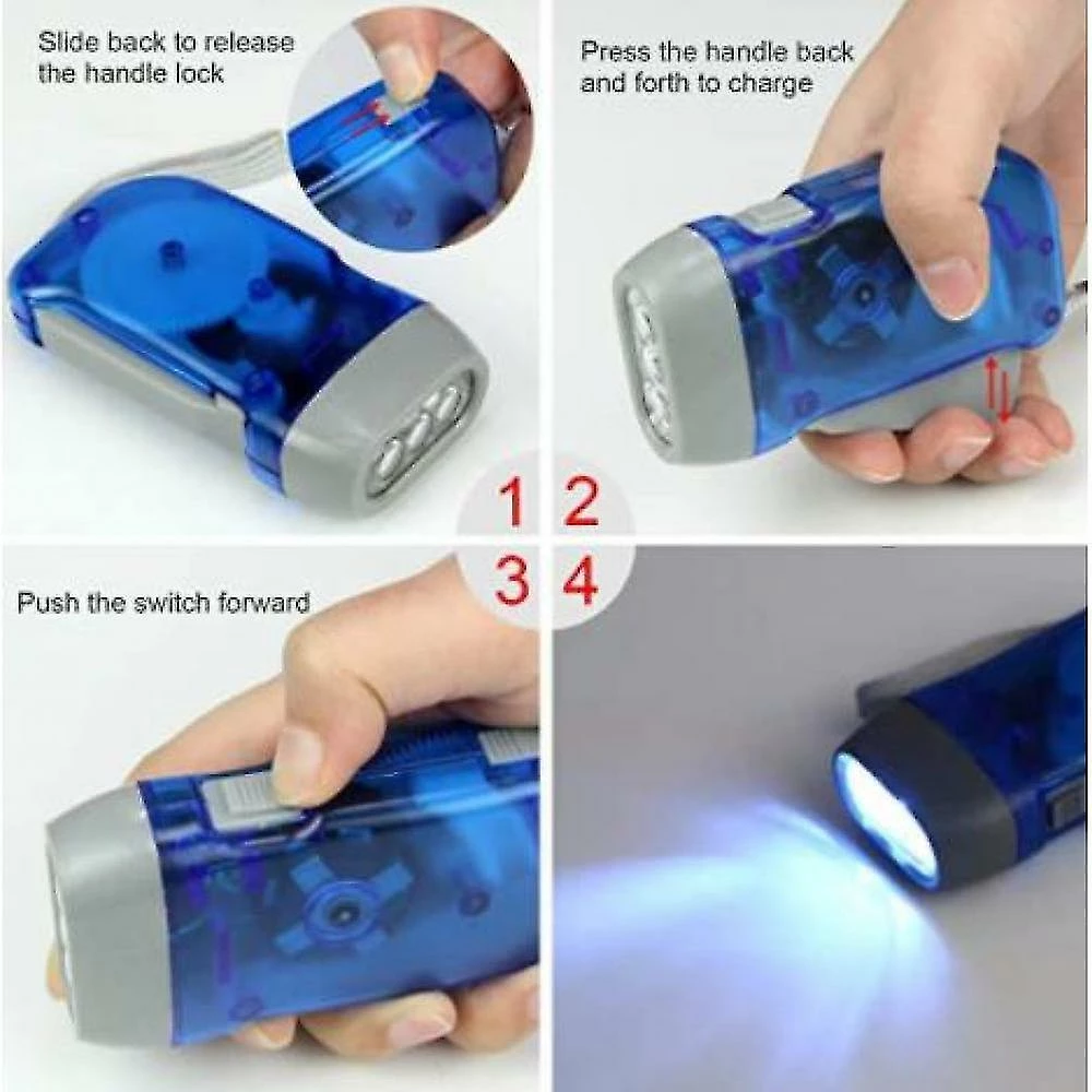 GHCD Lampe De Poche à Manivelle, Pas De Batterie (jaune) 3 GHCD Lampe De Poche à Manivelle, Pas De Batterie (jaune) – Image 3