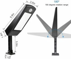 Langray 48 Led 4500mah Lumière Solaire 900lm Ip65 étanche Lampe Extérieure Noire Avec Support Réglable, 120 Lumières De Capteur De Mouvement -Glass Vases Boutique de vente 175378505 max