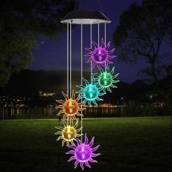 Qian Led Carillons De Vent Solaire, Colonne De Bulle Colorée Lampe De Carillon De Vent Solaire, Cloche De Vent Commémorative Pour Le Décor De Jardin