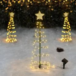 Sevenprin Led Spirale Arbre De Noël Lumière Lampe Solaire Cour Jardin Décoration De Noël