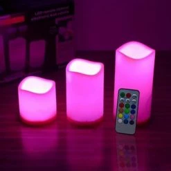 Unbranded 3 Pack Led Bougies Scintillantes Lumières Télécommande 12 Couleurs Cire Sans Flamme Wave Edge Lampe -Glass Vases Boutique de vente 188422880 max