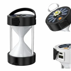 Darmowade Lanternes De Camping Led Lampe Solaire Rechargeable Étanche Portable Lumière D’Urgence Noir