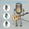 Colorans Usb Retro Style Microphone Robot Lampe Holding Guitare Avec Lumière Vintage Décoration De La Maison