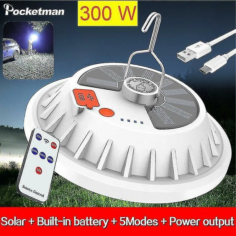 HSKMALL Lampes De Camping Lanternes 300w Rechargeable Led Ampoule Lampe Télécommande Charge Solaire Lanterne Portable Urgence Marché De Nuit 2 HSKMALL Lampes De Camping Lanternes 300w Rechargeable Led Ampoule Lampe Télécommande Charge Solaire Lanterne Portable Urgence Marché De Nuit – Image 2