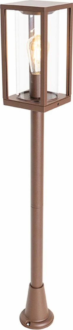 QAZQA Charlois - Lampe D'extérieur Sur Pied Industrielle | Lampadaire D'extérieur / 1 Lumière - H 100 Cm - Brun Rouille - Industriel - Éclairage Extérieur