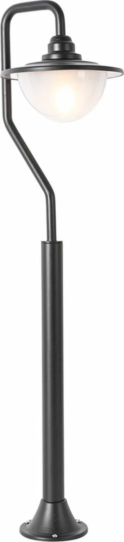 QAZQA Bruges - Lampe D'extérieur Sur Pied Classique | Lampadaire D'extérieur - 1 Lumière - H 100 Cm - Zwart - Éclairage Extérieur