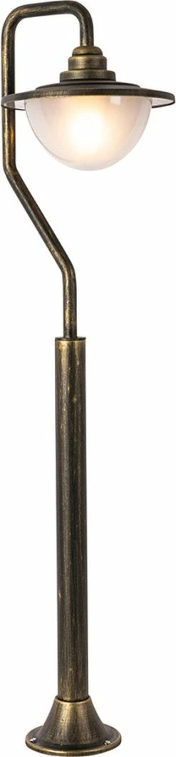 QAZQA Bruges - Lampe D'extérieur Sur Pied Classique | Lampadaire D'extérieur - 1 Lumière - H 100 Cm - Or/ Laiton - Éclairage Extérieur