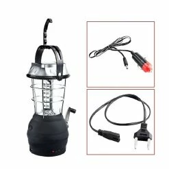 Unbranded Poignée Camping Lanternes Led Lampe Solaire Main Manivelle Imperméable Portable Lumière D’Urgence Noir