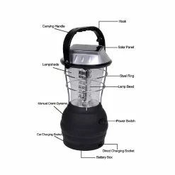 Unbranded Poignée Camping Lanternes Led Lampe Solaire Main Manivelle Imperméable Portable Lumière D’Urgence Noir -Glass Vases Boutique de vente 287314227 max