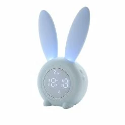Unbranded Mignon Lapin Lumière Réveil Creative Table Lampe De Chevet Muet Nuit (Bleu)