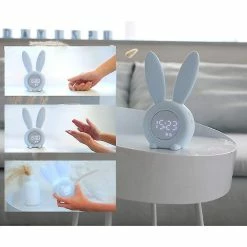 Unbranded Mignon Lapin Lumière Réveil Creative Table Lampe De Chevet Muet Nuit (Bleu) -Glass Vases Boutique de vente 314813324 max