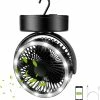 Sajygv Sajy Lampe De Camping Rechargeable Avec Ventilateur De Plafond, Rotation 360, Vent De Camping Portable Avec Sortie USB Comme Puissance Mobile