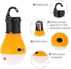 Unbranded Lampe De Camping 5 Pièces Lampe De Tente étanche Portable Led Light Avec Snap Hook Random Color -Glass Vases Boutique de vente 353411389 max