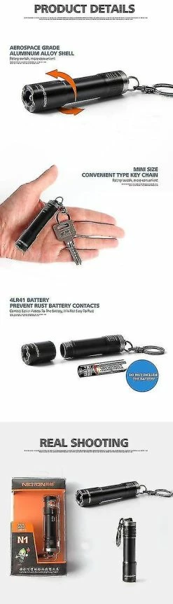 Unbranded Nicron N1 Aaa Edc Lampe De Poche Mini Porte-clés Lumière Imperméable à L’eau Led Mini Torche Lampe De Travail Chasse En Plein Air -Glass Vases Boutique de vente 367462072 max