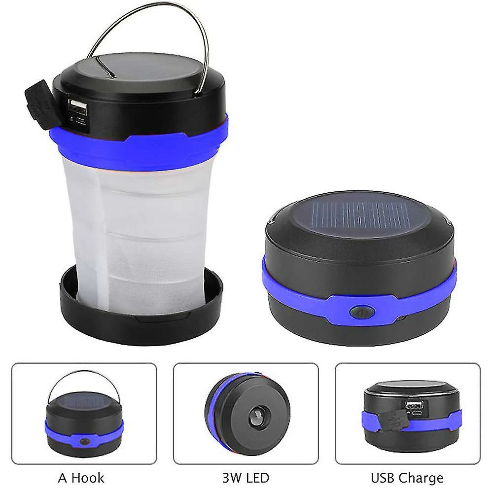 Unbranded Lanterne De Camping Led Solaire Ou Rechargeable Par USB, Lanterne De Camping à Led Pliable Portable, Lampe De Tente Solaire Lampe De Poche Emergen 5 Unbranded Lanterne De Camping Led Solaire Ou Rechargeable Par USB, Lanterne De Camping à Led Pliable Portable, Lampe De Tente Solaire Lampe De Poche Emergen – Image 5