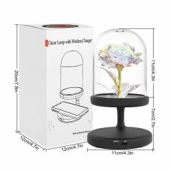 Rtopr Lampe De Table De Charge Sans Fil Rose Artificielle Creative Design Chargeur D’éclairage Cadeau Pour Ami, Amant -Glass Vases Boutique de vente 377569500 max