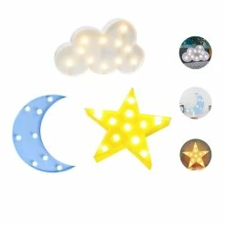 Unbranded Belle étoile Nuage Lune Led 3d Lumière Veilleuse Enfants Cadeau Jouet Pour Bébé Enfants Chambre à Coucher Lampe Décoration éclairage Intérieur -Glass Vases Boutique de vente 380120050 max