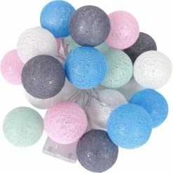 Yskaze Lampe à Boule De Coton à Piles -3m 20 Led Ball Applique Murale Intérieure Lumière De Noël Décoration De Fête De Mariage