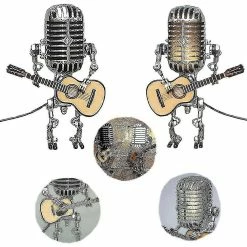 Unbranded Usb Retro Style Microphone Robot Lampe Holding Guitare Avec Lumière Vintage Décoration De La Maison -Glass Vases Boutique de vente 394729097 max