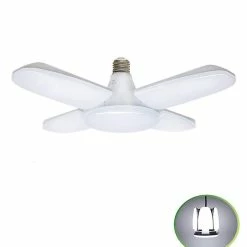 Unbranded Lumière De Garage Led, 60w E27 6500k 4800lm Lampe De Garage Déformable Avec 4 Panneaux Réglables, Plafond Led