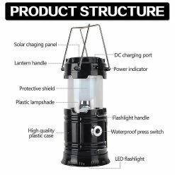 Unbranded Lampe De Camping Usb Rechargeable Camping Light Outdoor Tent Light Lantern Solar Power Lampe Pliable