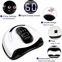 Magene Lampe Uv Sche Nails,168w Uv Led Schoir Nails Professional,4 Minuteries10/30/60/99s,Base Montable,lcd Smart Screen Lamp Uv Sche Nails Pour -Glass Vases Boutique de vente 425230709 max