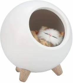 WOSAWE Lampe De Table Cat Pet House, Lampe D’atmosphère De Veilleuse De Chat Mignon (blanc)