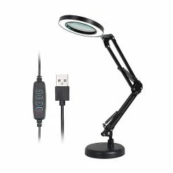 WOSAWE Loupe Avec 64 Leds Lampe De Bureau 8 Fois Grossissement 10 Niveaux De Luminosité Réglable Dimmable 3 Changements De Température De Couleur Usb Power Operat