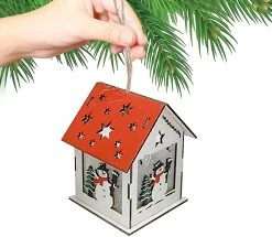 WOSAWE Arbre De Noël Maison En Bois Led Lumière, Père Noël Bonhomme De Neige Élan Illuminé Cabine Décorations Décorations De Table Ornements Lampe De Bureau, Hiver Noël Famille Décor -Glass Vases Boutique de vente 428969042 max