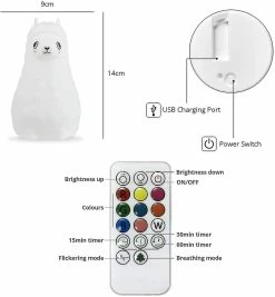 WOSAWE Lampe De Nuit En Silicone Pour Enfants Avec 9 Modes De Changement De Couleur Soft Glow, Portable, Rechargeable Et Télécommandé, Hibou (alpaga) -Glass Vases Boutique de vente 428990150 max
