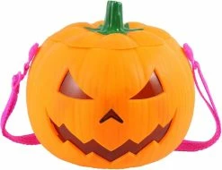 Unbranded Halloween Citrouille Lampe Lanterne Veilleuse Pvc Orange Lumière Suspendue Avec Poignée