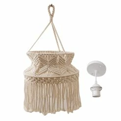 Unbranded Macrame Lampe Abat-jour Boho Suspendu Plafonnier Couverture Bureau Chambre Salon Nursery Dortoir Bohème Home Decor