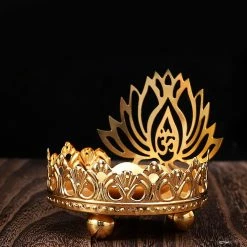 Unbranded Vintage Alloy Bouddhiste Bougeoir Lotus Sitting Buddha Support De Lampe Ornement Pour Maison Chambre Yoga Salle Décoration Bouddhiste Fournitures Cadeau -Glass Vases Boutique de vente 436690644 max