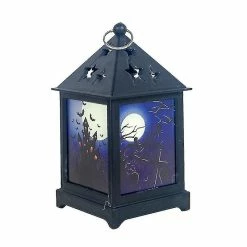 Baicccf 1pc Halloween Wind Light Hanging Vintage Night Light Decor Hollow-out Led Lampe Décoration Accessoires Pour La Maison De Fête (maison Hantée Violette)