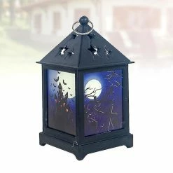 Baicccf 1pc Halloween Wind Light Hanging Vintage Night Light Decor Hollow-out Led Lampe Décoration Accessoires Pour La Maison De Fête (maison Hantée Violette) -Glass Vases Boutique de vente 439877817 max