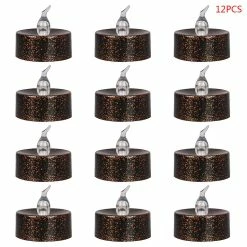 Unbranded 12 Pcs Bougies Noires Plaquées Thé à Piles Lampe Sans Flamme Led Electronique