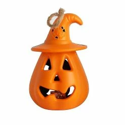 Baicccf Autre Décoration Pour Noël Plastique Halloween Citrouille Bougie Lampe All-saints Day Ornement Halloween Citrouille Décoration (2pcs-noir Et Orange)