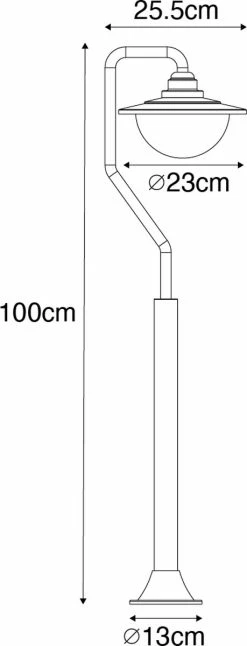 QAZQA Bruges - Lampe D'extérieur Sur Pied Classique | Lampadaire D'extérieur - 1 Lumière - H 100 Cm - Zwart - Éclairage Extérieur -Glass Vases Boutique de vente 459x1200 2