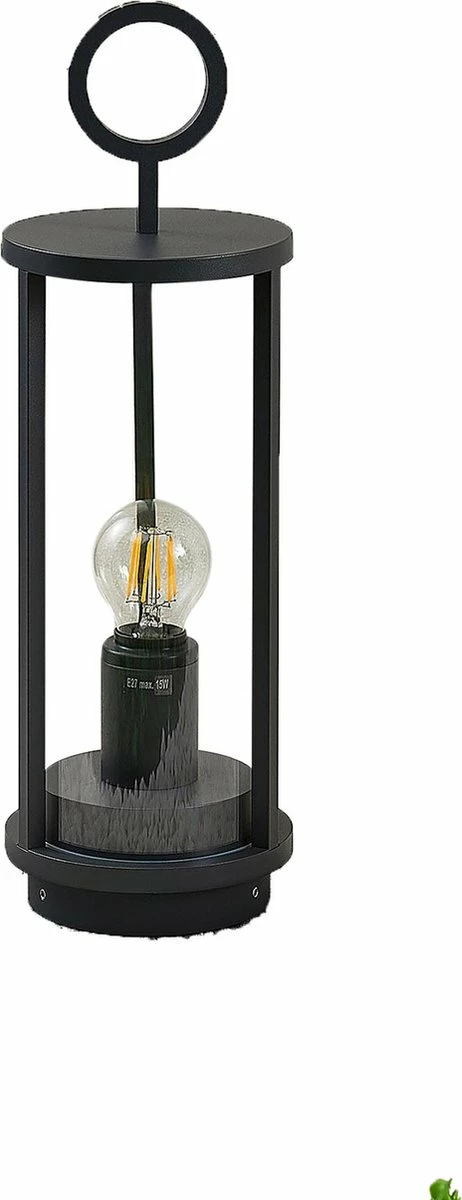 Lucande - Lampe Sur Pied - 1 Lumière - Aluminium Moulé Sous Pression, Verre - H: 34 Cm - E27 - Graphite 1 Lucande - Lampe Sur Pied - 1 Lumière - Aluminium Moulé Sous Pression, Verre - H: 34 Cm - E27 - Graphite