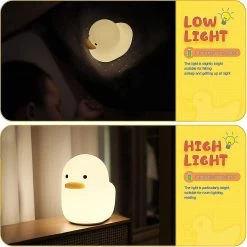 Unbranded Led Duck Night Light, Mignon Animal Silicone Nursery Night Light Lampe De Table Rechargeable Lampe De Chevet Avec Capteur Tactile -Glass Vases Boutique de vente 464253400 max